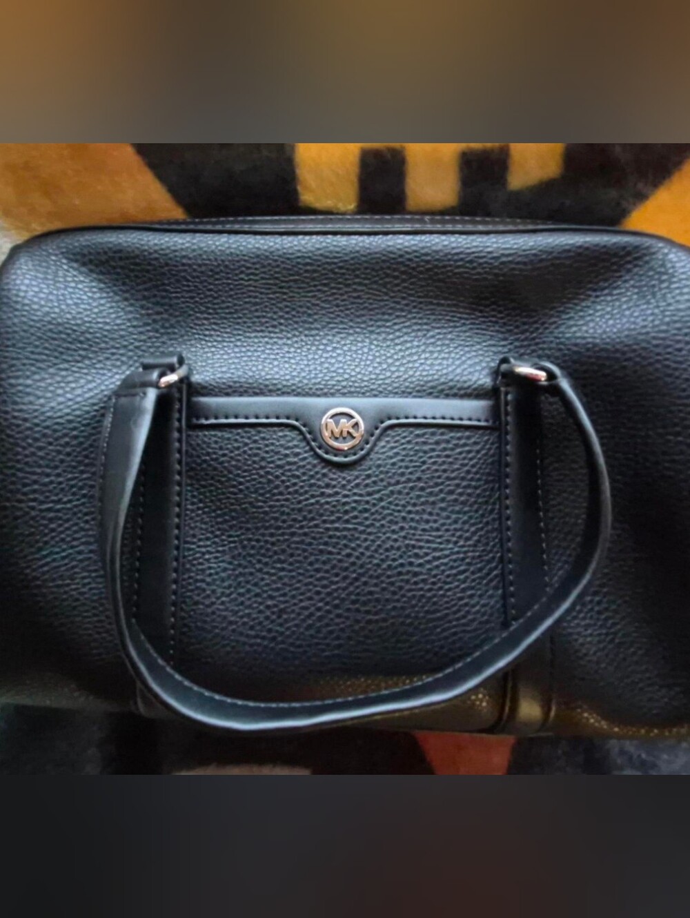 Michael Kors Black Pebbled Leather Dome Satchel
